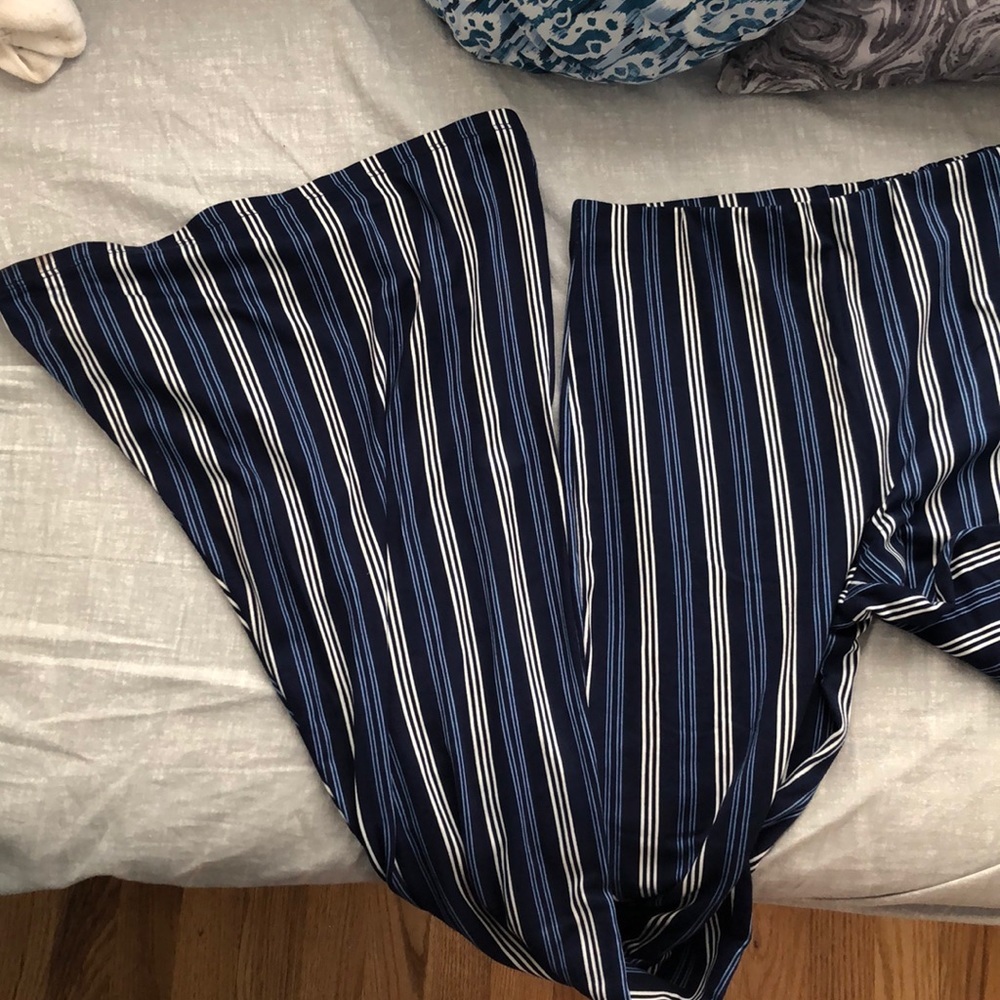 Flare striped soft pants